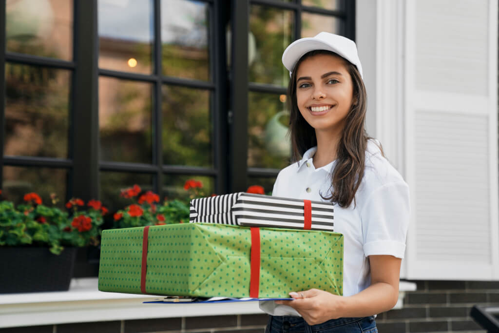 girl with packed gifts