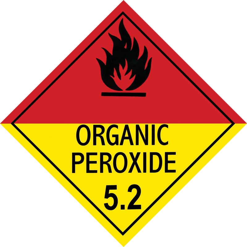 This image by Silverback Australia shows an organic peroxide sign which should be displayed on vehicles transporting these class 5 dangerous goods.